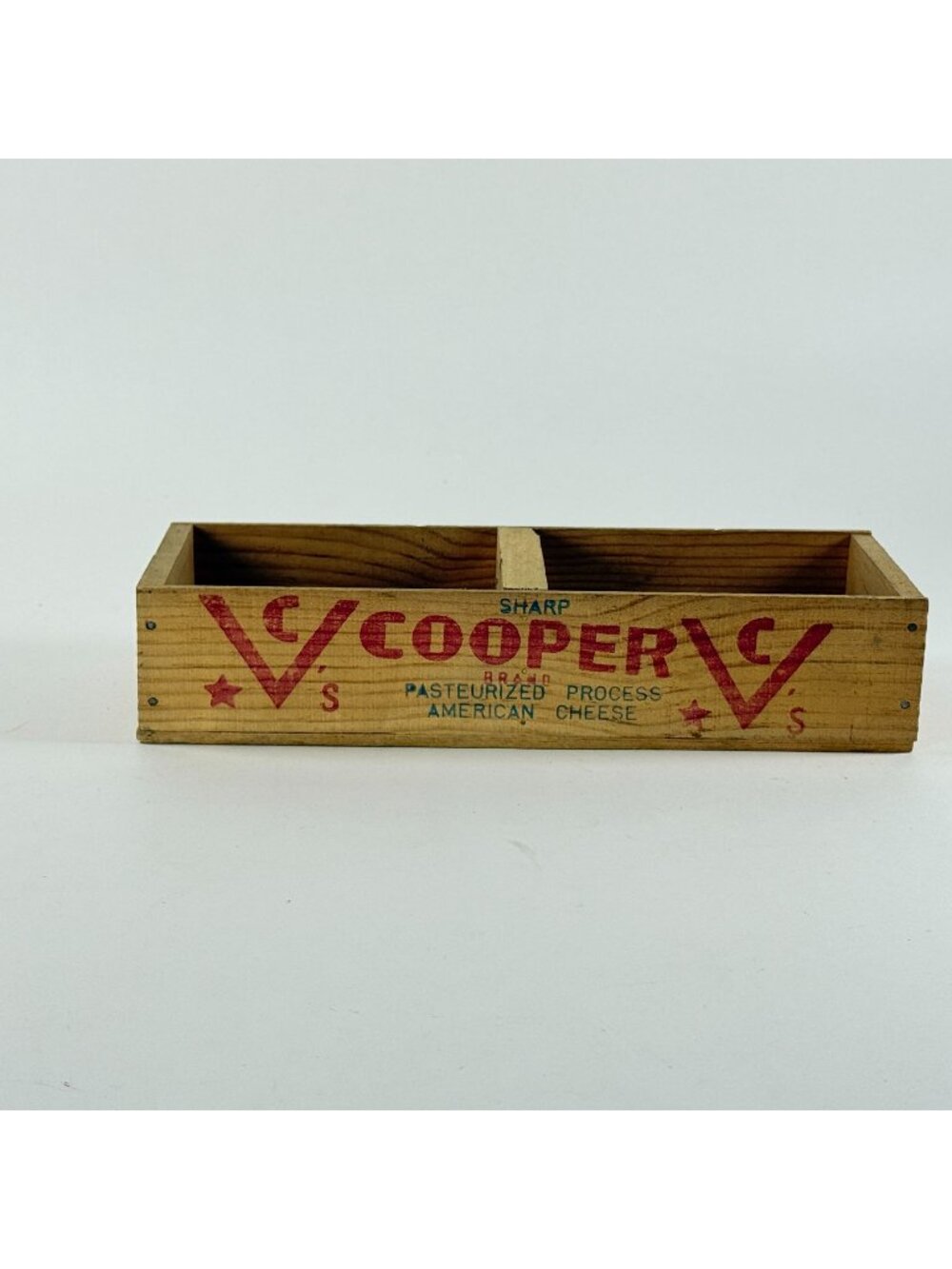 Antique Cooper's Sharp American Cheese Box Wooden Advertising Crate Early 1900s